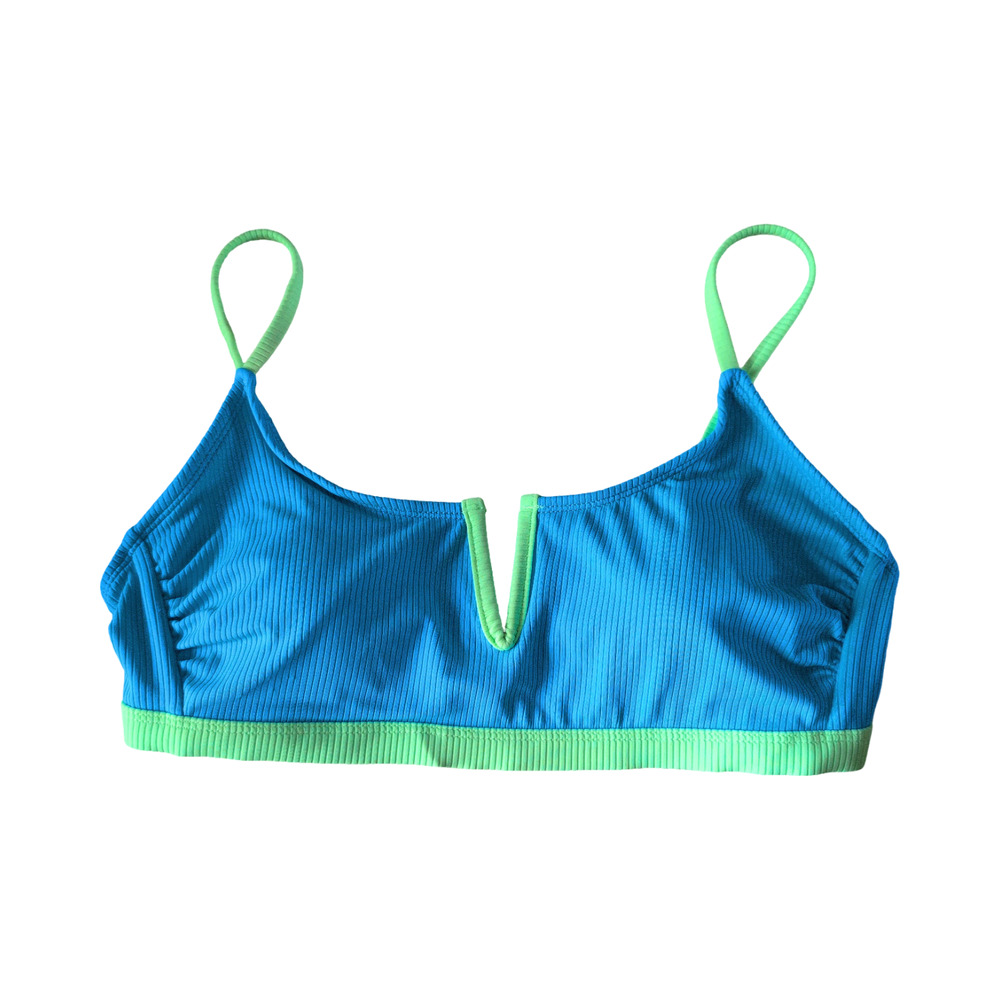 Blue & Neon Green swim top